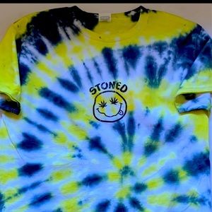 Tie dye t shirt with funny logo